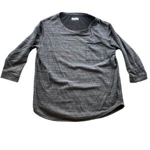 Columbia Women's T-Shirt Large Pullover Long Sleeve Gray Striped Athleisure Casu